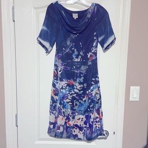 Watercolor Print Silk Dress